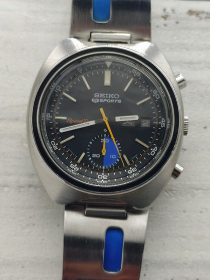Seiko 5 Sports JDM Speed-Timer 6139-7020 – Caliber 6139, 21 jewels, Suwa Seikosha – Inner bezel, blue regatta counter – May 1971 – freshly serviced