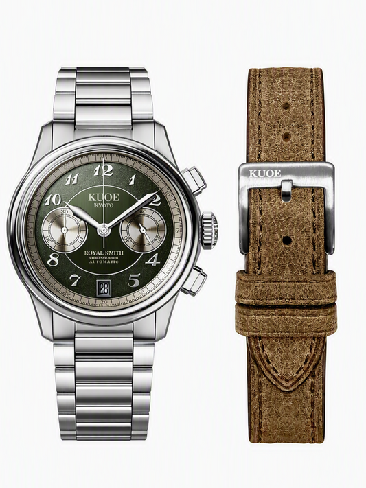 KUOE OLD SMITH 90-012 Automatik-Chronograph 37 mm - grünes Zifferblatt