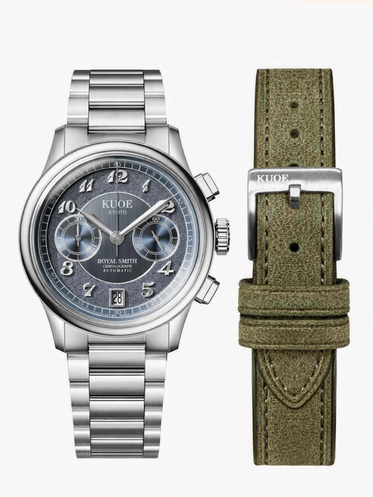KUOE OLD SMITH 90-012 Automatik-Chronograph 37 mm - Navy Zifferblatt