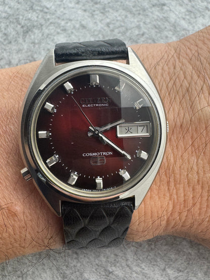 Citizen Cosmotron Electronic 7803-790553 – Burgundy Dial – April 1975 - freshly serviced