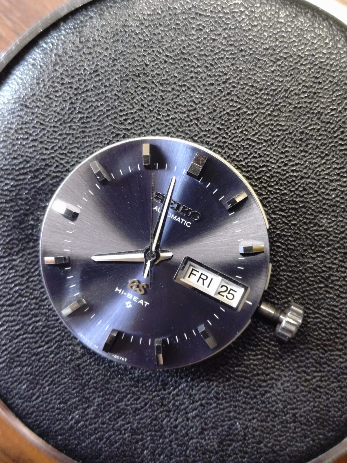 Grand Seiko 61GS Hi-Beat – Ref. 6146-8050 – Caliber 6146A, 36,000 vph, Suwa Seikosha – blue-grey dial, faceted crystal – May 1972 – freshly serviced