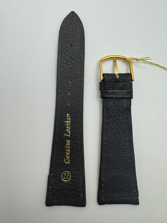 Bambi – Vintage NOS Genuine Leather Strap in Dark Brown (grained), 22 mm, gold-tone buckle, with Box (Japan)