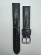 SEIKO Lederarmband RS01C18BK (18–16 mm) - schwarz mit Krokoprägung und silberfarbener Dornschließe (JDM)