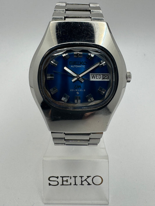 Seiko LM / Lord Matic Ref. 5606-5170, blaues Zifferblatt, originales LM-Stahlband, Mai 1974