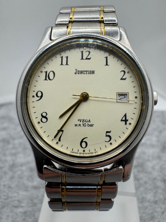 Citizen VEGA Junction Quartz – Réf. 5510-K04361 CKK – Novembre 1992 – 10 bar, Date – Bracelet acier bicolore