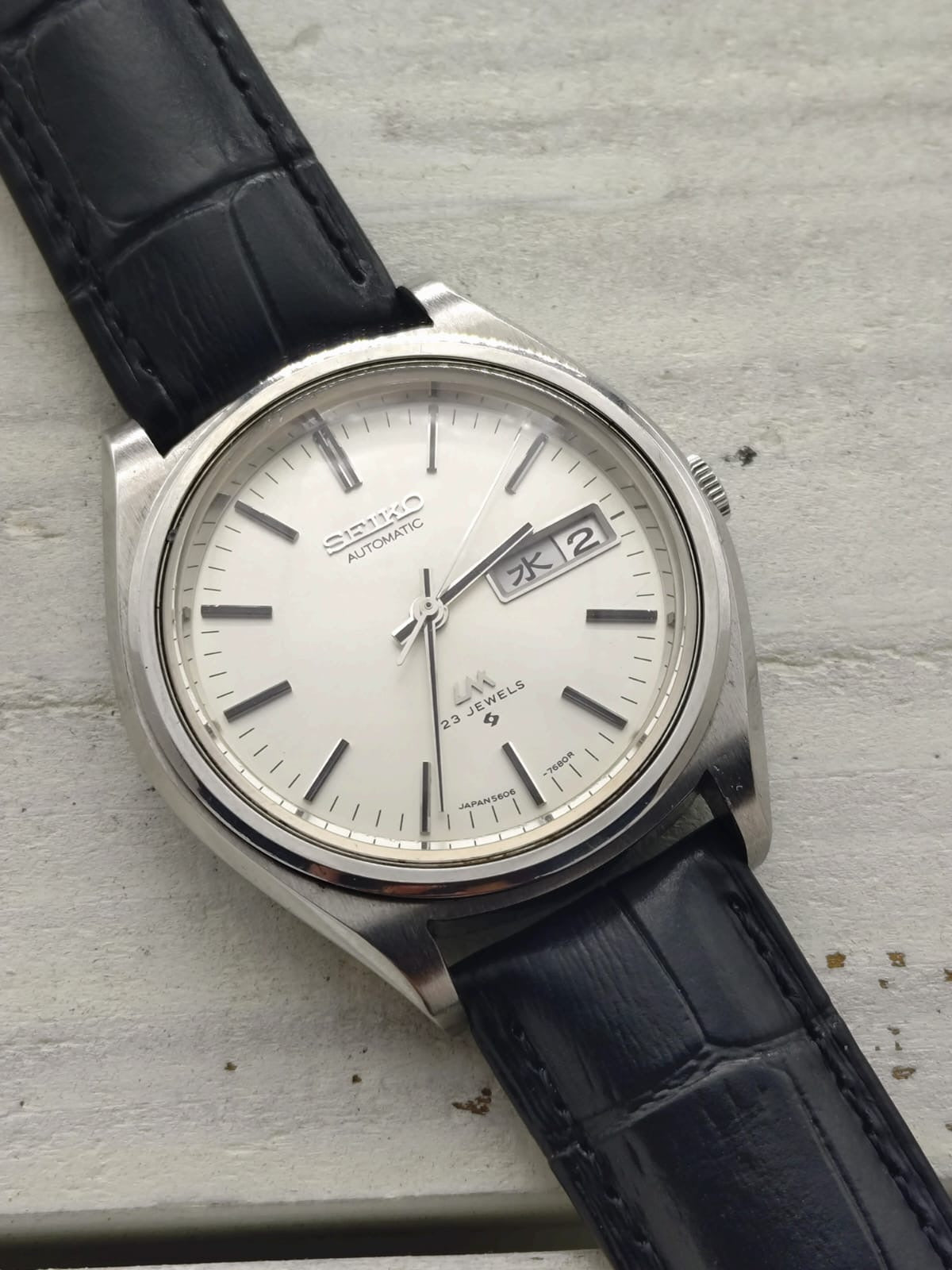 Seiko Lord Matic 5606-7072 – Caliber 5606A, 23 jewels, Suwa Seikosha – matte silver dial – January 1974 – freshly serviced