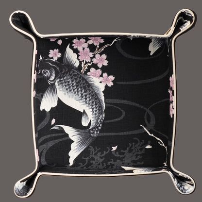 Plateau exclusif pour montres et bijoux – pièces uniques fabriquées à la main, modèle « Kois - Bleu marine », 20 x 20