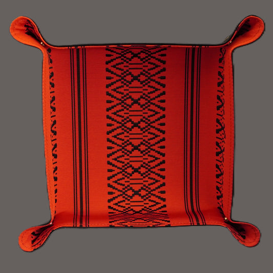 Plateau exclusif pour montres et bijoux – pièces uniques fabriquées à la main à partir de tissus de kimono japonais originaux, modèle Japan, noir et rouge, 20 x 20 cm