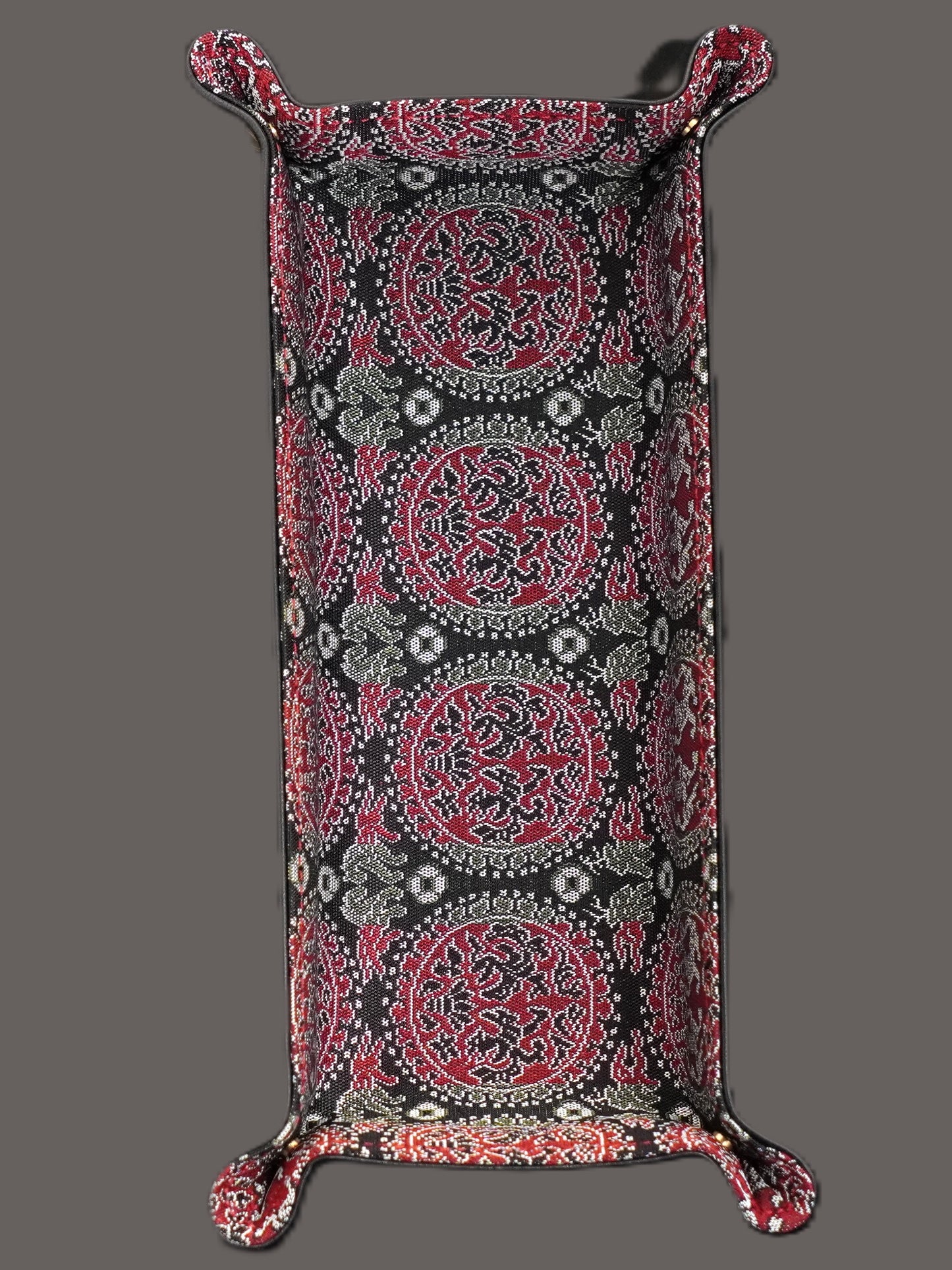 Plateau exclusif pour montres et bijoux – Pièces uniques réalisées à la main à partir de tissus de kimonos japonais originaux, modèle Cercles Japonais, 24 x 12 cm