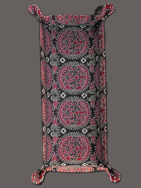 Plateau exclusif pour montres et bijoux – Pièces uniques réalisées à la main à partir de tissus de kimonos japonais originaux, modèle Cercles Japonais, 24 x 12 cm