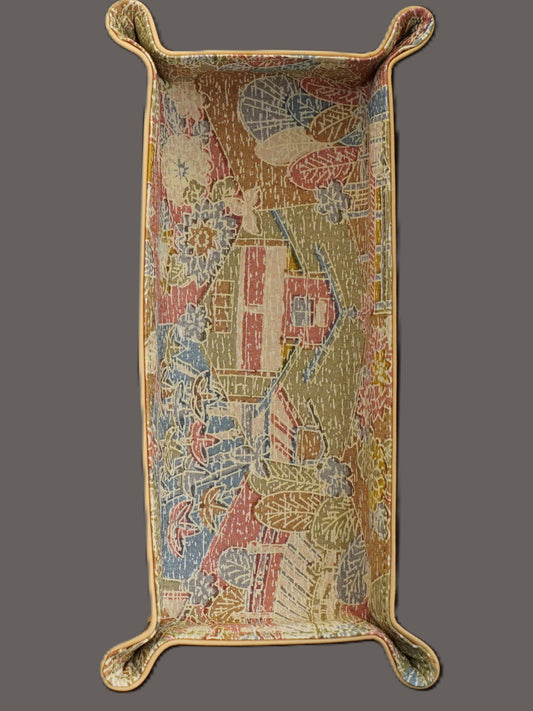 Plateau exclusif pour montres et bijoux – Pièces uniques fabriquées à la main à partir de tissus de kimono japonais originaux, motif paysage pastel 24 x 12
