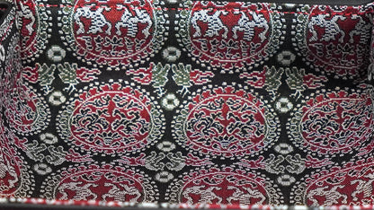 Plateau exclusif pour montres et bijoux – Pièces uniques fabriquées à la main à partir de tissus de kimono japonais originaux, modèle Cercles Japonais, 20 x 20 cm