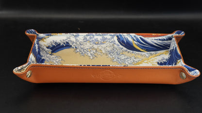 Plateau exclusif pour montres et bijoux – pièces uniques fabriquées à la main à partir de tissus de kimonos japonais originaux, modèle Japan the Wave, 24 x 12