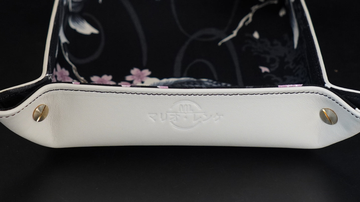 Plateau exclusif pour montres et bijoux – pièces uniques fabriquées à la main, modèle « Kois - Bleu marine », 20 x 20