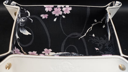 Plateau exclusif pour montres et bijoux – pièces uniques fabriquées à la main, modèle « Kois - Bleu marine », 20 x 20