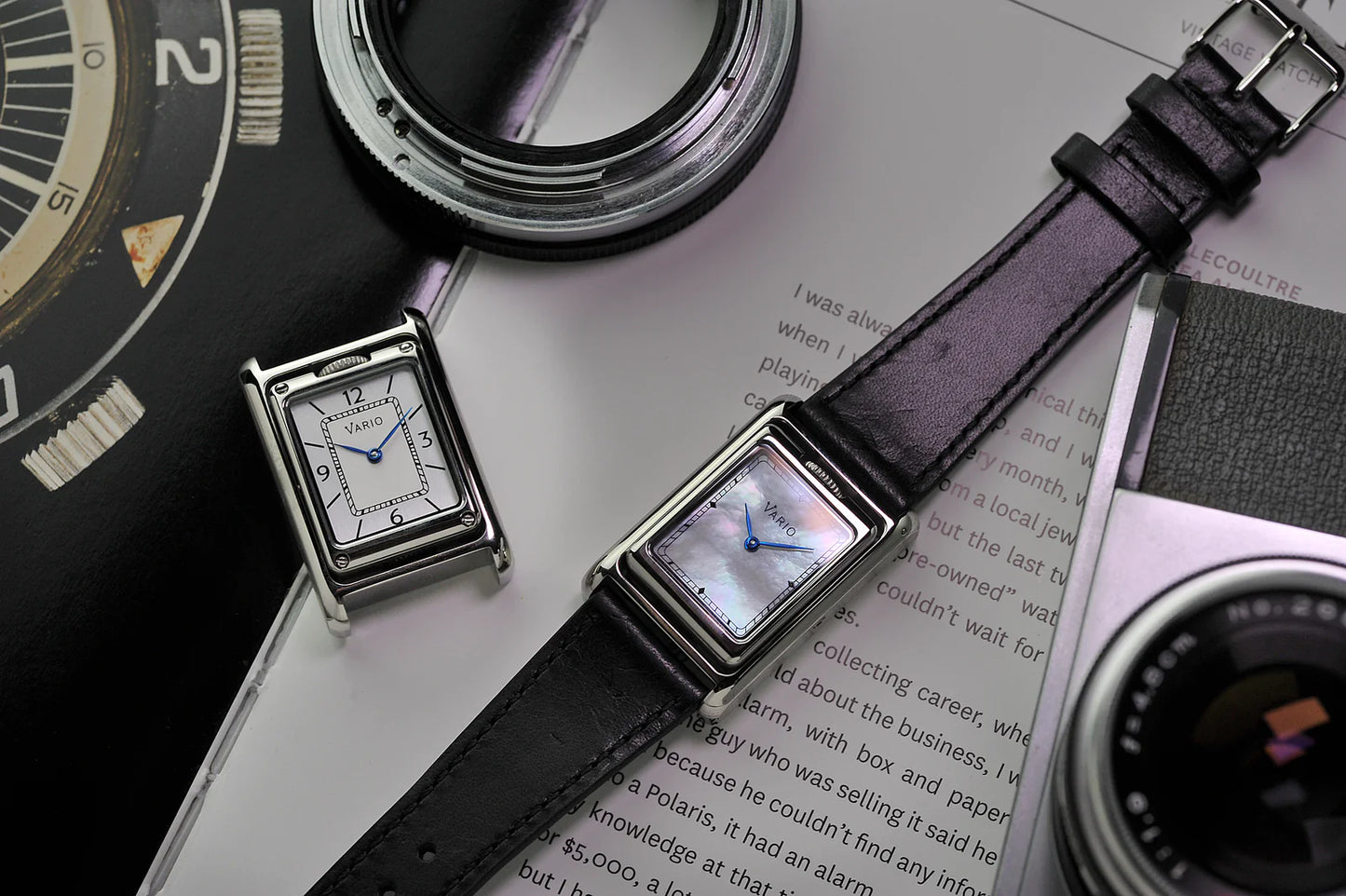 VARIO VERSA Reversible Dual Time Silver-White MoP Watch