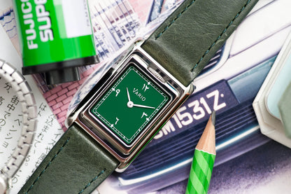 VARIO VERSA Reversible Dual Time Eastern Arabic Gunmetal-Green Enamel Watch