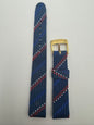 Vintage NOS Perlon-/Textil-Armband in Marineblau mit Rot-Weiß-Akzent, 15,5 mm, goldfarbene Schließe, mit Box (Japan)