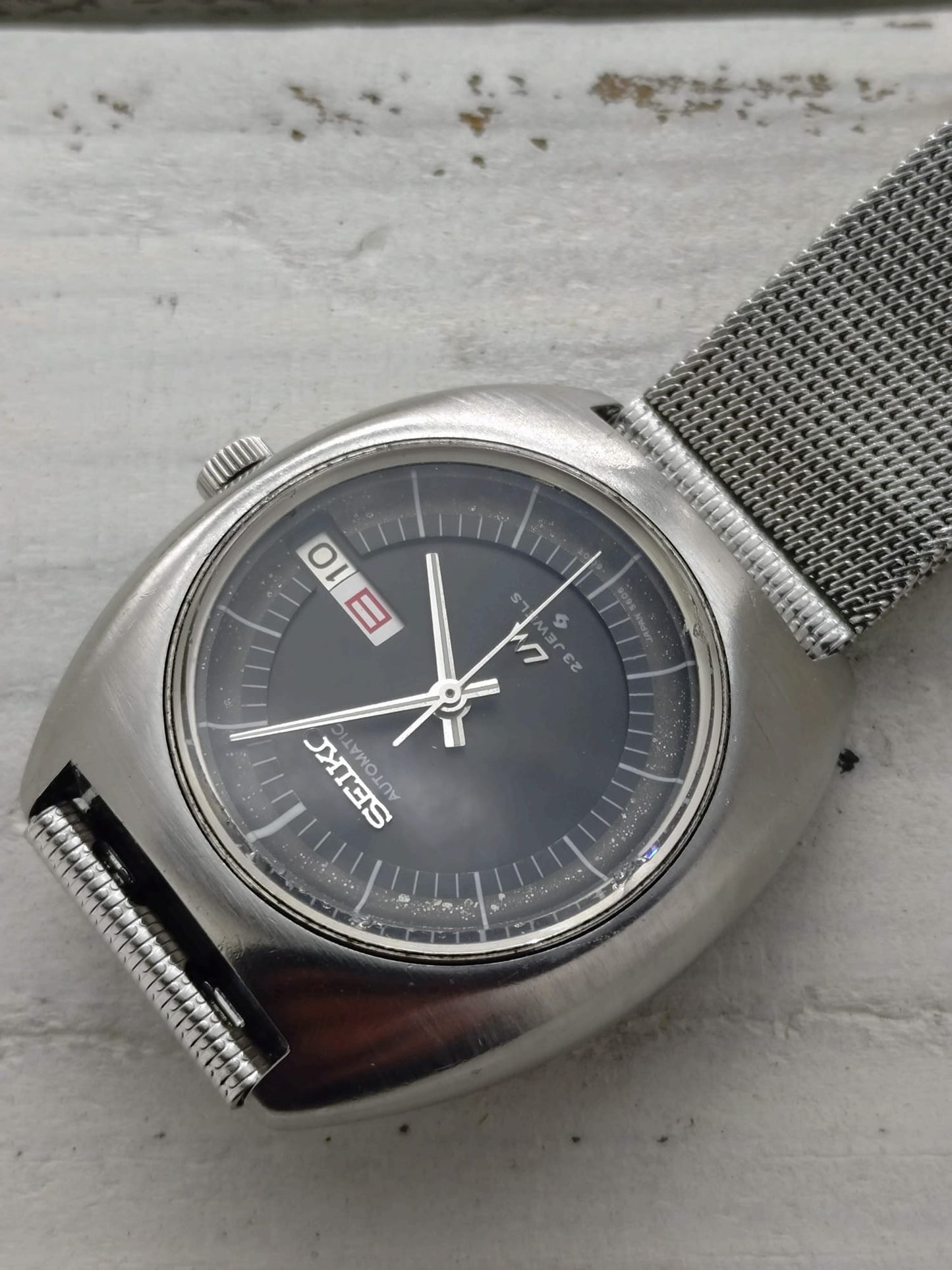 Seiko Lord Matic 5606-6000 – Aug. 1972 – schwarzes Dial, Day-Date, revidiert