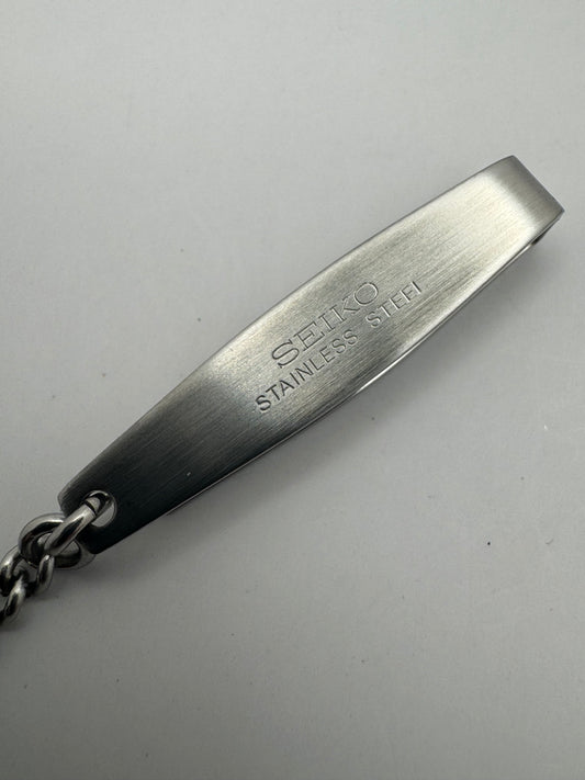 Vintage Seiko Taschenuhrenkette aus Edelstahl – Single Albert mit Drehkarabiner (neuwertig)