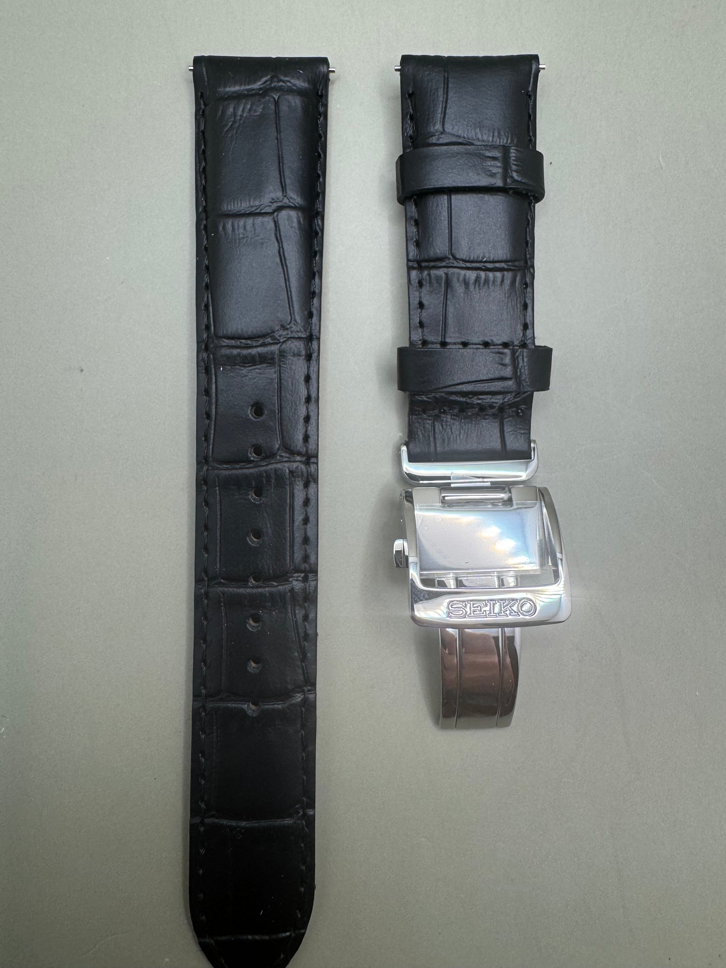 Original Seiko leather strap RS05C20BK (20-18) – folding clasp (JDM)