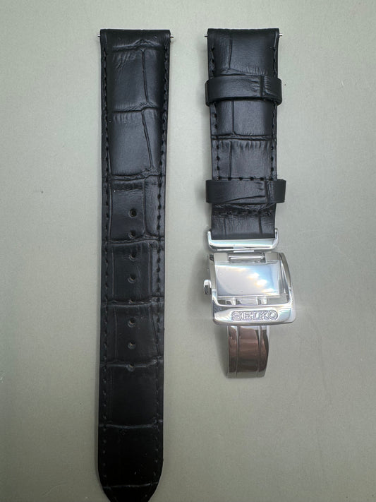 Original Seiko leather strap RS05C20BK (20-18) – folding clasp (JDM)