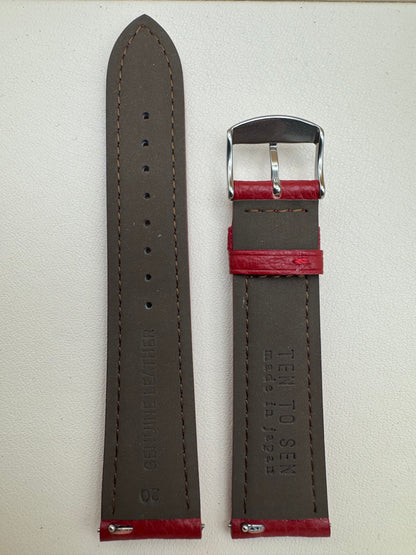 🔴 TEN TO SEN Leather Bracelet Red – 20 mm (Made in Japan)