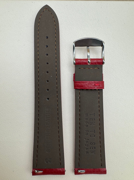 🔴 Bracelet en cuir rouge TEN TO SEN – 20 mm (Fabriqué au Japon)