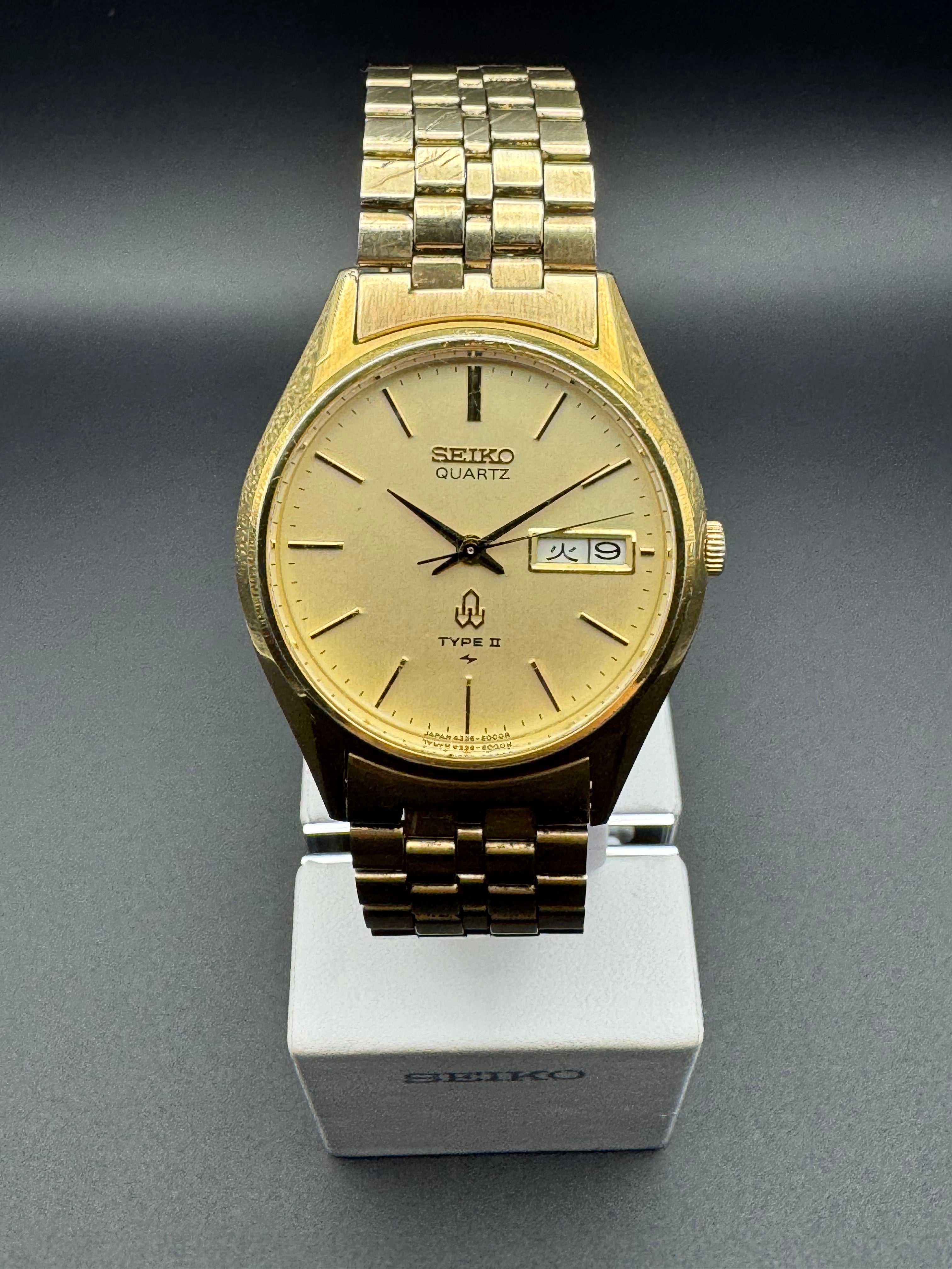 Seiko Type II Quartz 4336-8000 (October 1977), gold-colored, good