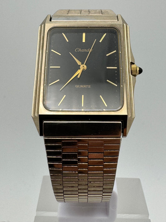 Orient Chandor Quartz - rectangular case, black dial - gold-plated stainless steel