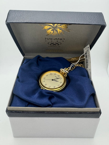 Seiko Taschenuhr Olympische Winterspiele Nagano 1998 – Ref. 7N01-9A00 – ungetragen mit Box