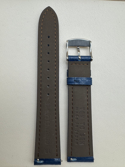 🟦 TEN TO SEN Leather Bracelet Blue – 18 mm (Made in Japan)