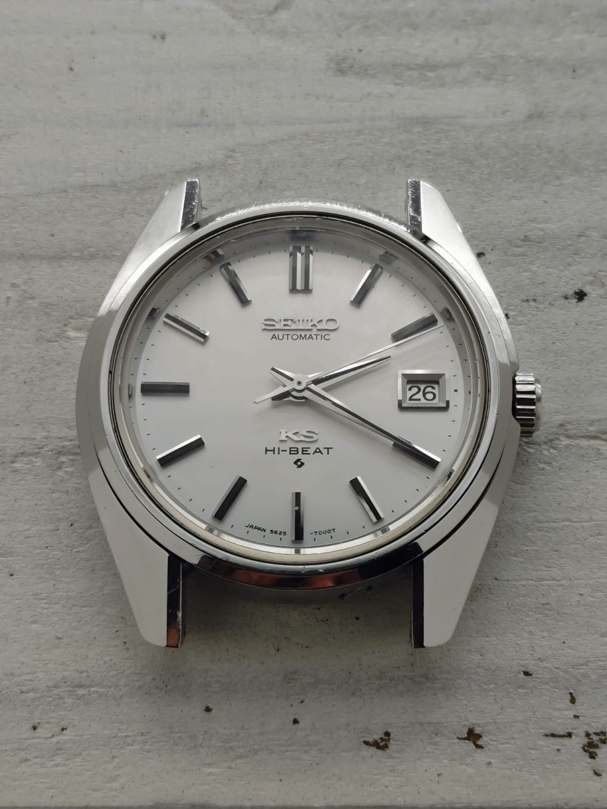 King Seiko Hi-Beat 5625-7000 – Caliber 5625A, Suwa Seikosha – Stainless steel, date only – March 1971 – freshly serviced