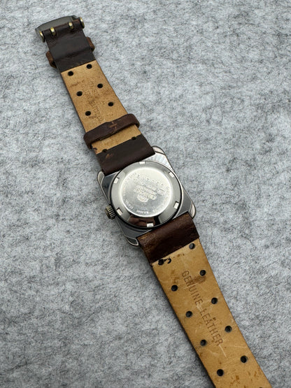 Orient Automatic - burgundy dial, rectangular case 26.5 x 31.1 mm, disc display