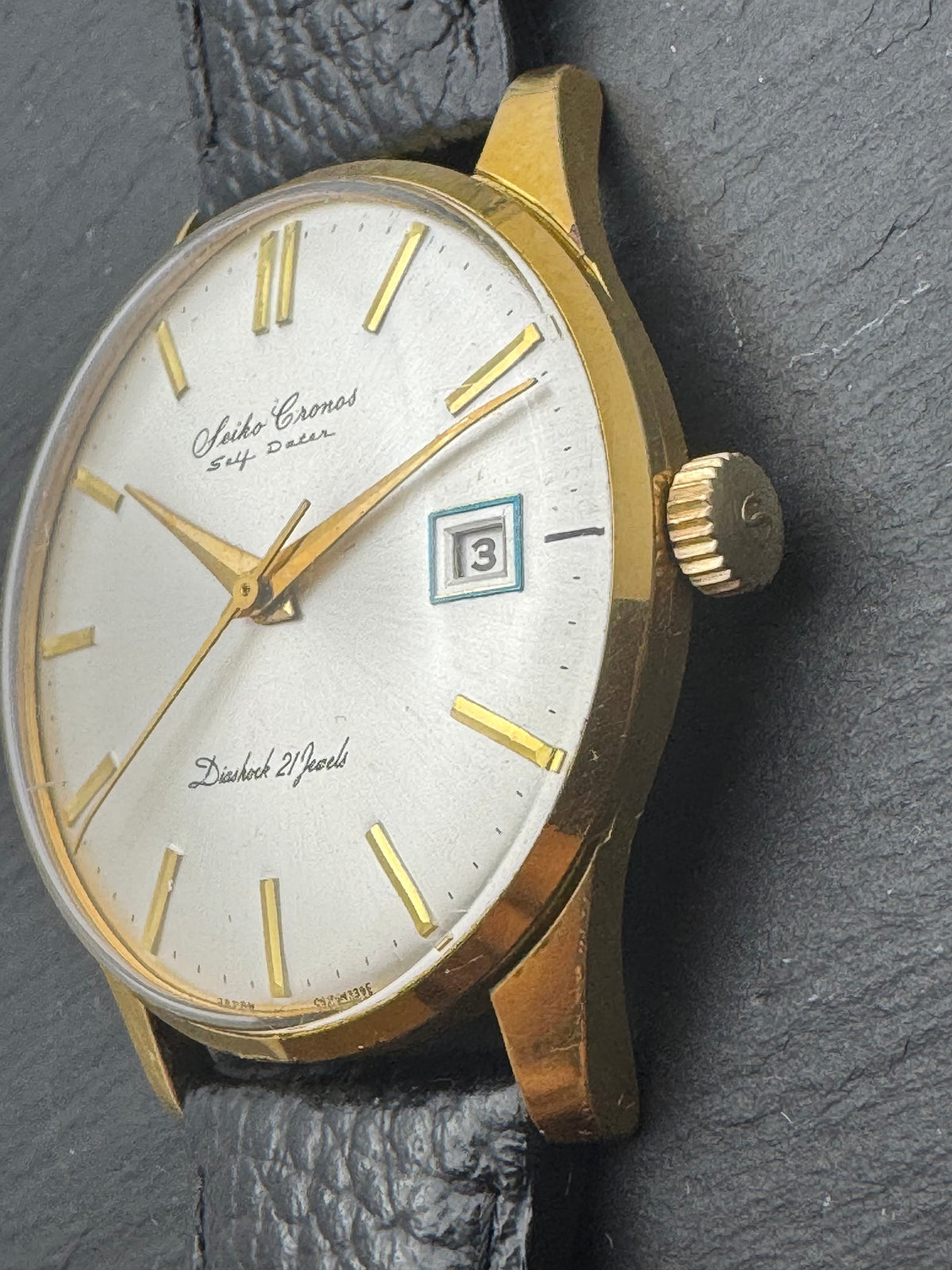 Seiko Cronos Self Dater – Réf. J15016E – Mouvement Cronos, 21 rubis, remontage manuel – Daini Seikosha, 1963 – récemment révisée