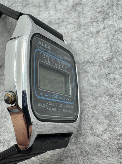 ALBA Alarm-Chronograph Y799-5020 – Dezember 1985 – Seiko-Zweitmarke, digitale JDM-Uhr – revidiert, neues Band