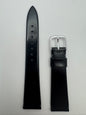 Bambi „High Quality" – Vintage NOS Echtlederband (glatt) in Schwarz, 18 mm, silberfarbene Schließe, mit Box (Japan)