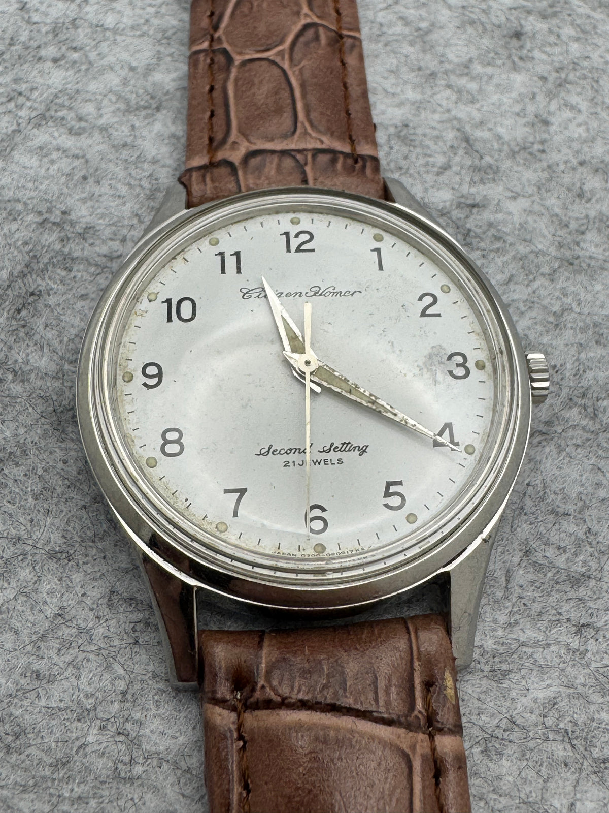 Citizen Homer Second Setting – JNR / Japanese National Railways Montre de service – Shōwa 52 (1977) – 21 rubis – fraîchement révisée