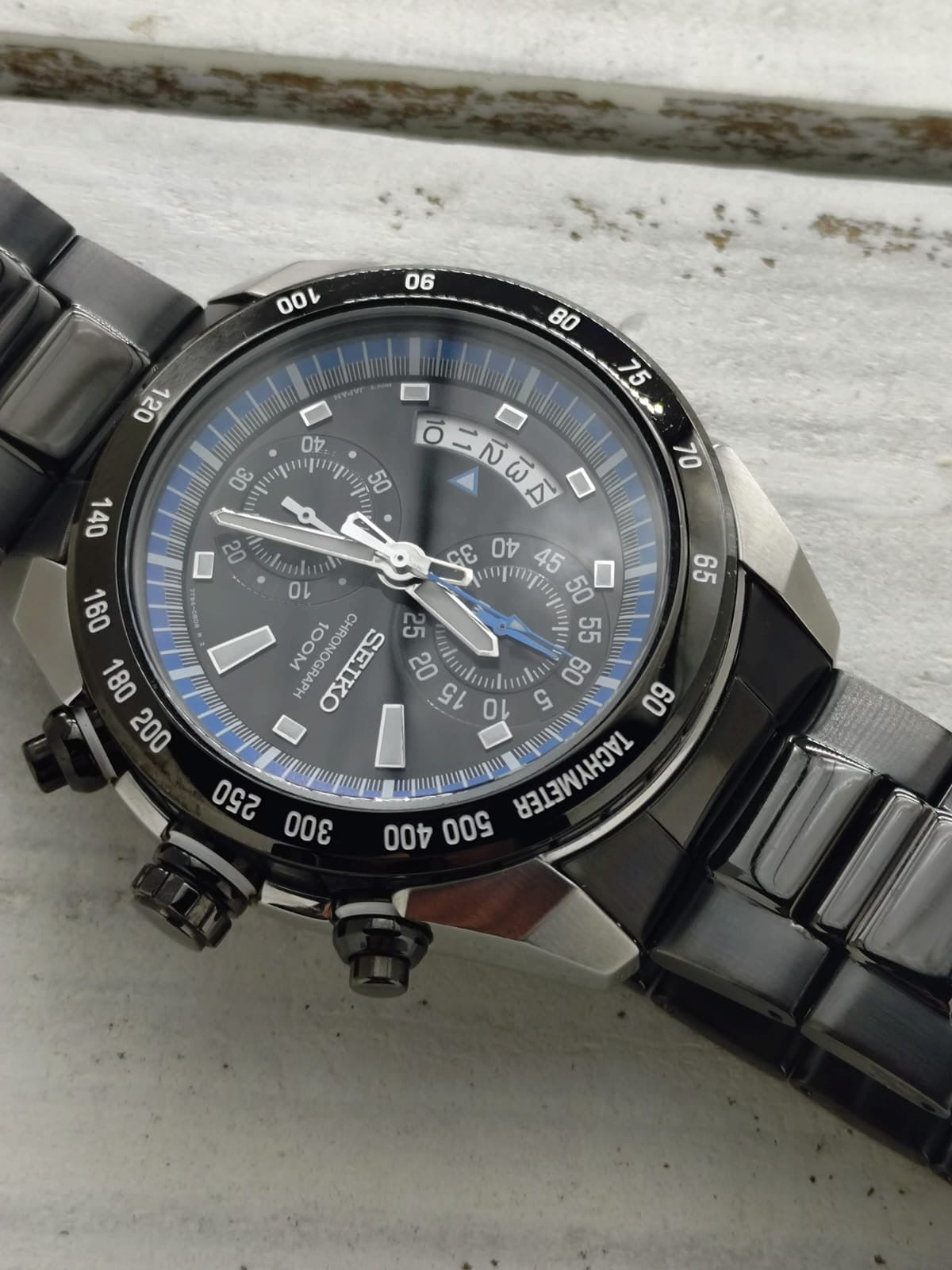 Seiko Chronograph 7T94-0AY0 – Quarz, Tachymeter, 100 m – 43,5 mm – März 2008