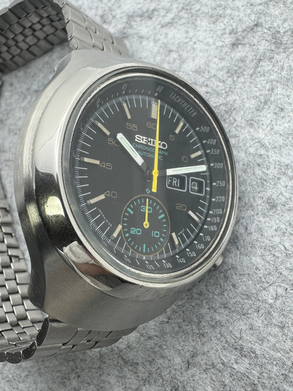 Seiko Automatic Chronograph - Cal. 6139 - Black Dial - Arabic/English Day-Date - Vintage 1970s
