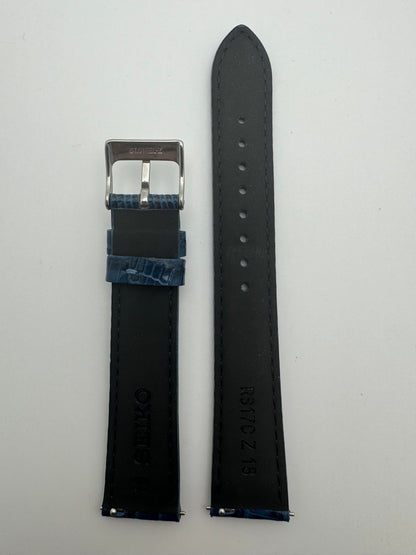 Seiko Lederarmband RS17C18NY 18-16 mit Schnellwechselsystem 18 mm – Rindleder mit Teju-Eidechsenprägung, marineblau (JDM)