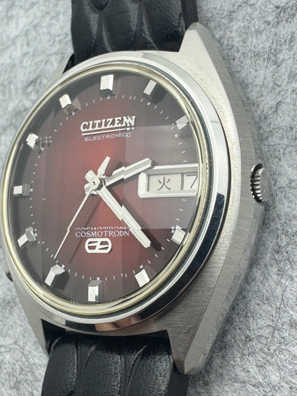 Citizen Cosmotron Electronic 7803-790553 – Burgundy Dial – April 1975 - freshly serviced