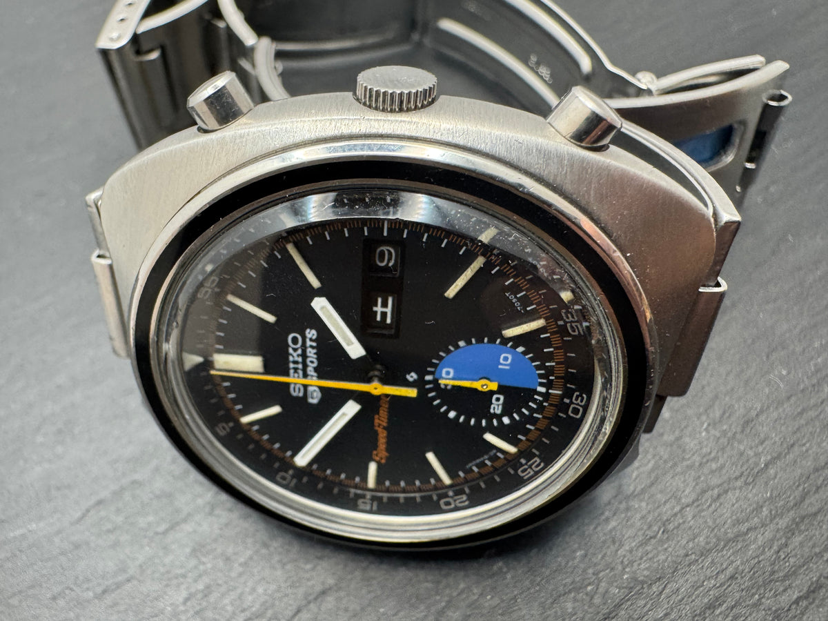 Seiko 5 Sports JDM Speed-Timer 6139-7020 – Caliber 6139, 21 jewels, Suwa Seikosha – Inner bezel, blue regatta counter – May 1971 – freshly serviced