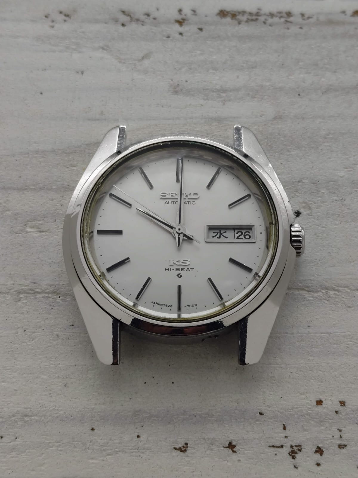 King Seiko Hi-Beat 5626-7000 – Calibre 5626A, Suwa Seikosha – Acier inoxydable, couronne signée KS – Juin 1970 – fraîchement révisée