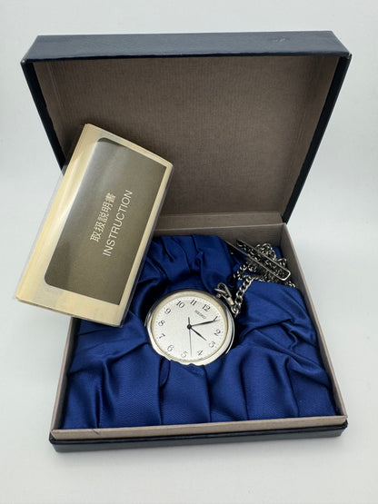 Seiko Taschenuhr Ref. 7N01-9A00 – November 1997 – mit Kette, Box und Anleitung – Werk neu ersetzt