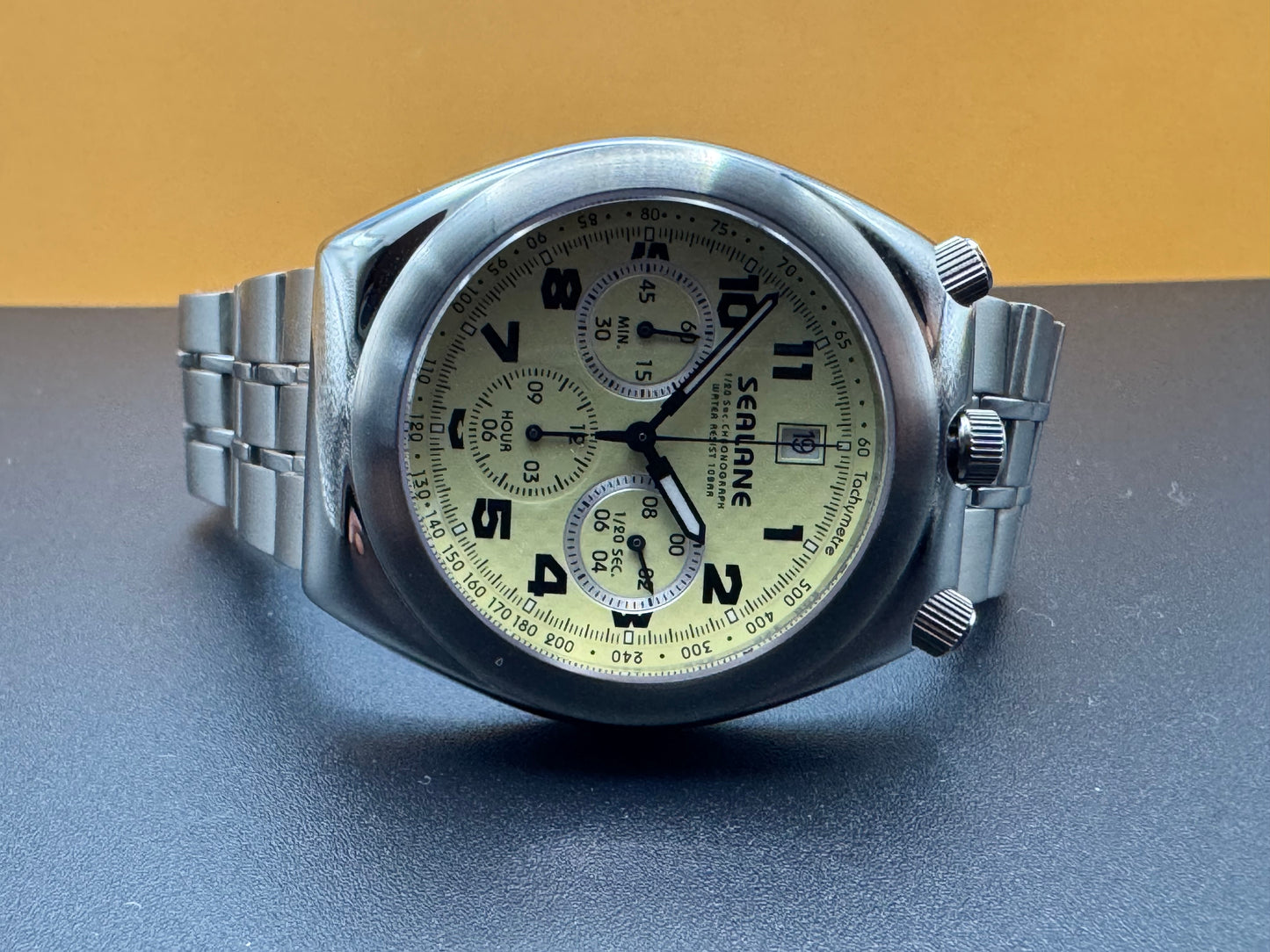 Sealane SE08-IA 1/20 Sec Chronograph Yellow Dial (Japan, Sun Flame Co., Ltd.)