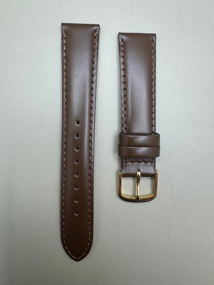 Original Seiko Lederarmband R0234BL (18–16) - braun mit goldfarbener Dornschließe (JDM)