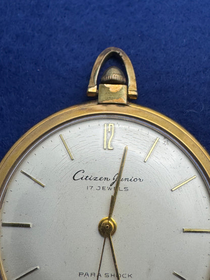 Citizen Junior Parashock Phynox Pocket Watch - 17 Jewels - Late 50s/Early 60s - Hand-wound - Gold-plated Pocket Watch
