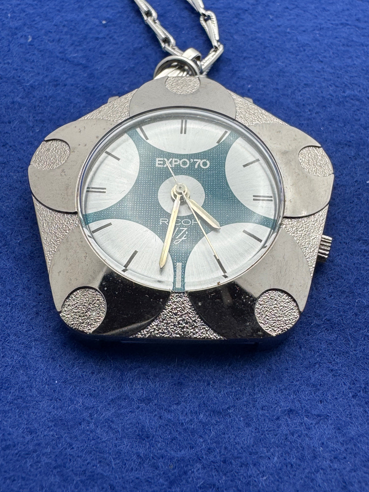 Ricoh Expo '70 Pendant Watch – Cherry Blossom Case, Blue Dial – Unworn with Original Box