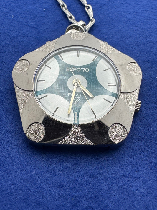 Ricoh Expo '70 Pendant Watch – Cherry Blossom Case, Blue Dial – Unworn with Original Box
